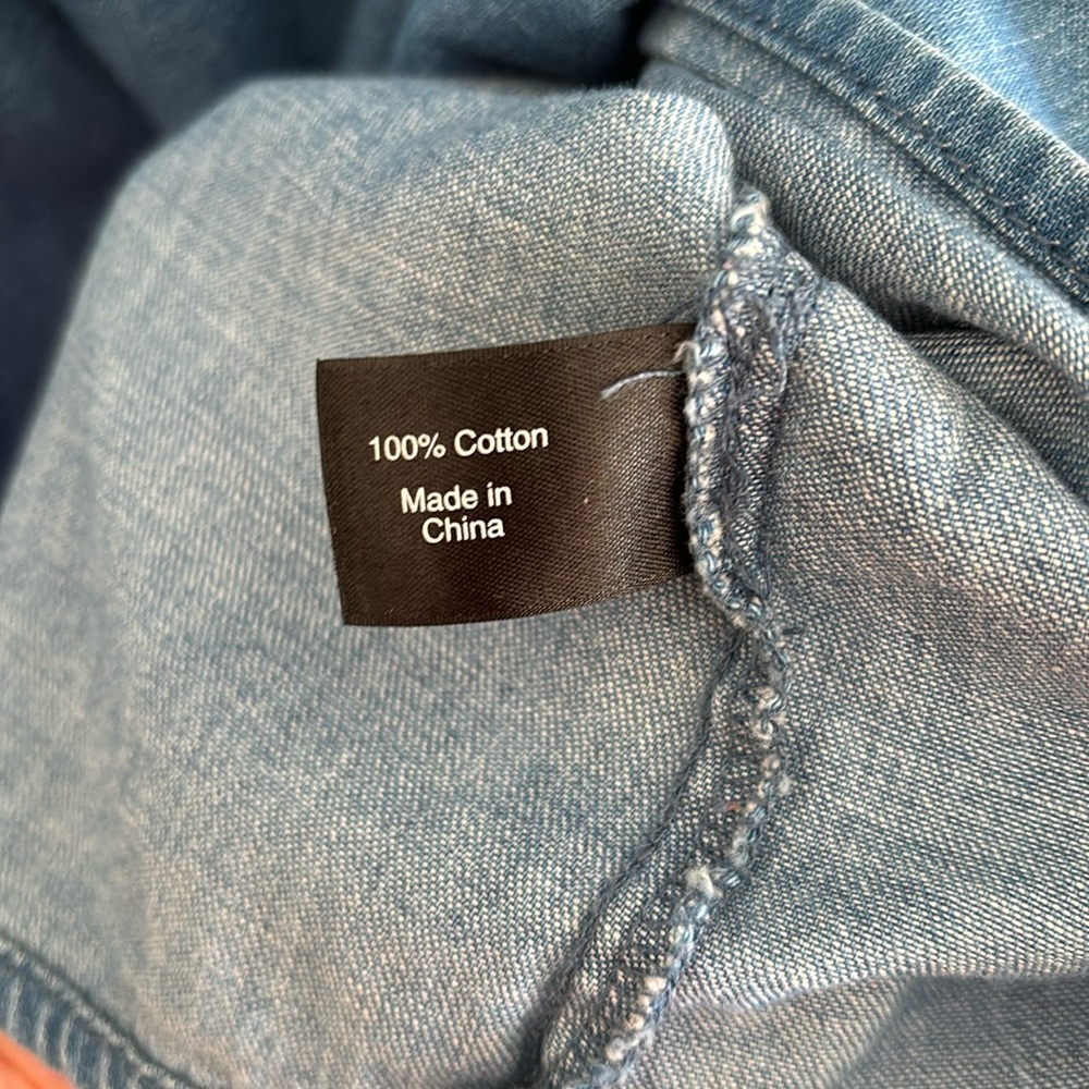 Lane Bryant Cotton Blue Chambray Peplum Bell Sleeves Peasant Top Plus Size 14 16 - Picture 5 of 9